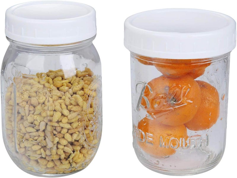 STARUBY 16Pcs Plastic 8 Regular Mouth Lids and 8 Wide Mouth Plastic Storage Caps for Mason Jars, White - Image 2